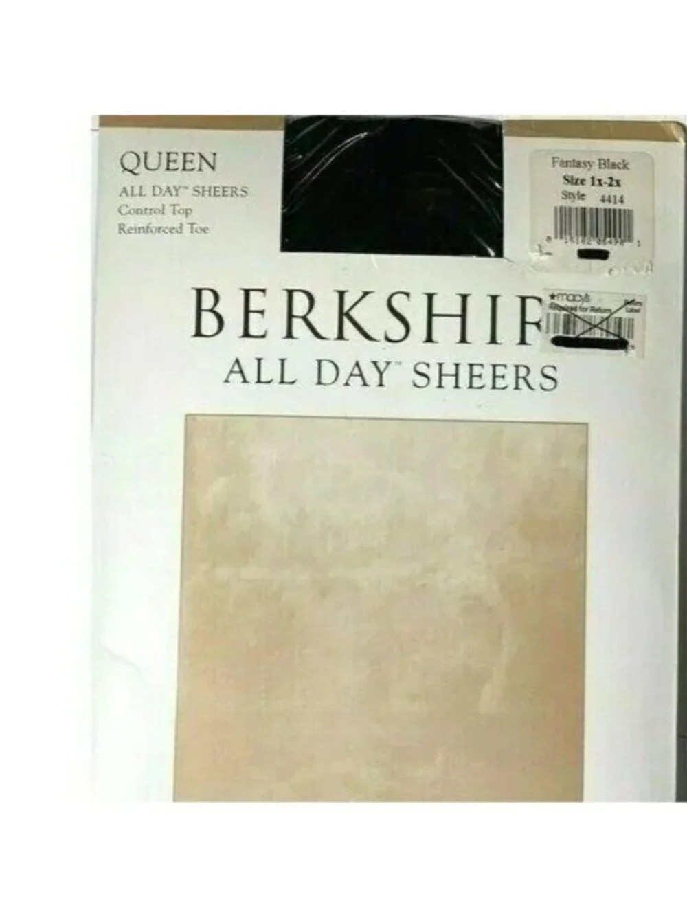 Womens Berkshire All Day Sheers Queen 1X-2X Black 4414 Control Top Reinforce Toe